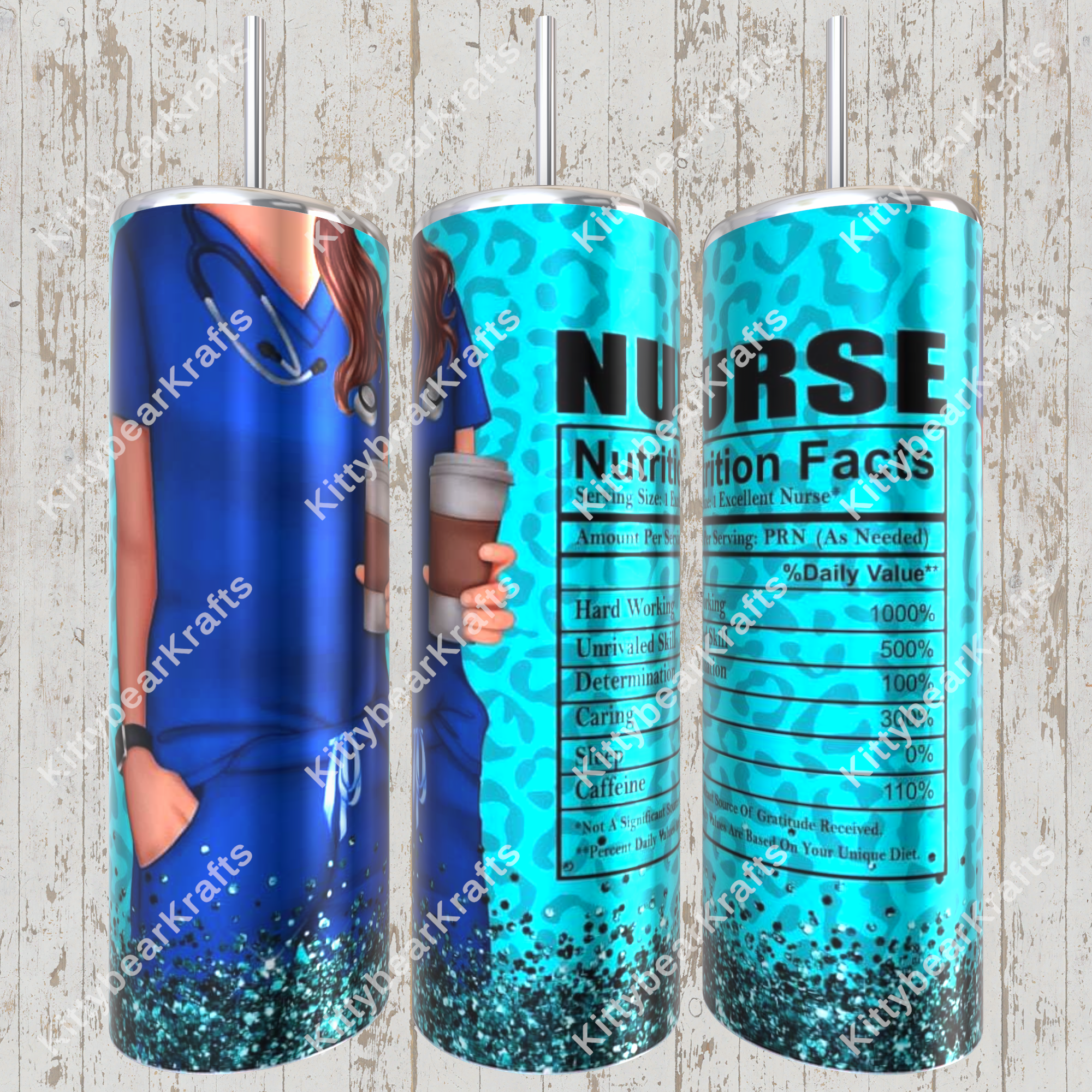 Nurse Navy Blue Scrubs Nutrition Facts Leopard Tumbler