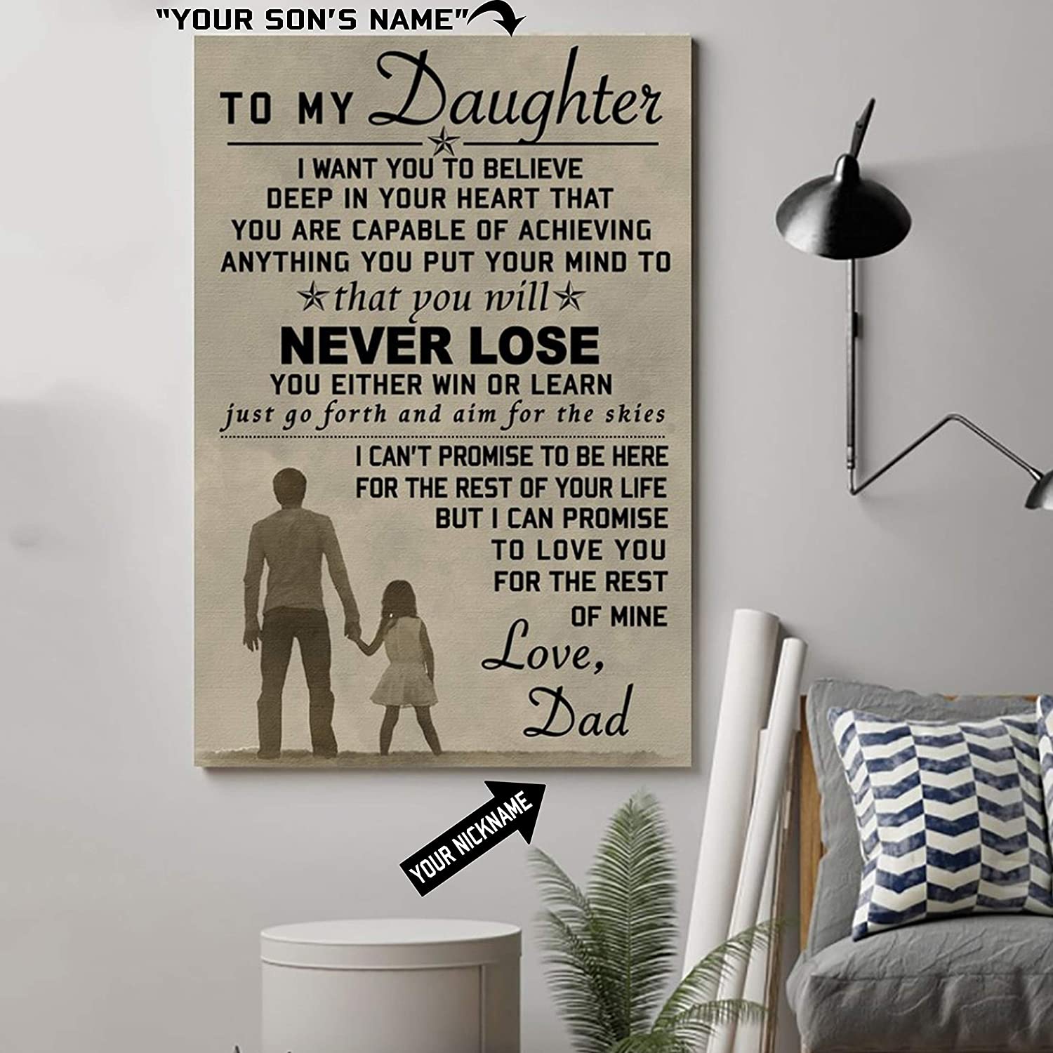 Family Poster – to My Daughter Beautiful Poster is Best Gift for Daughter from Dad or Mom