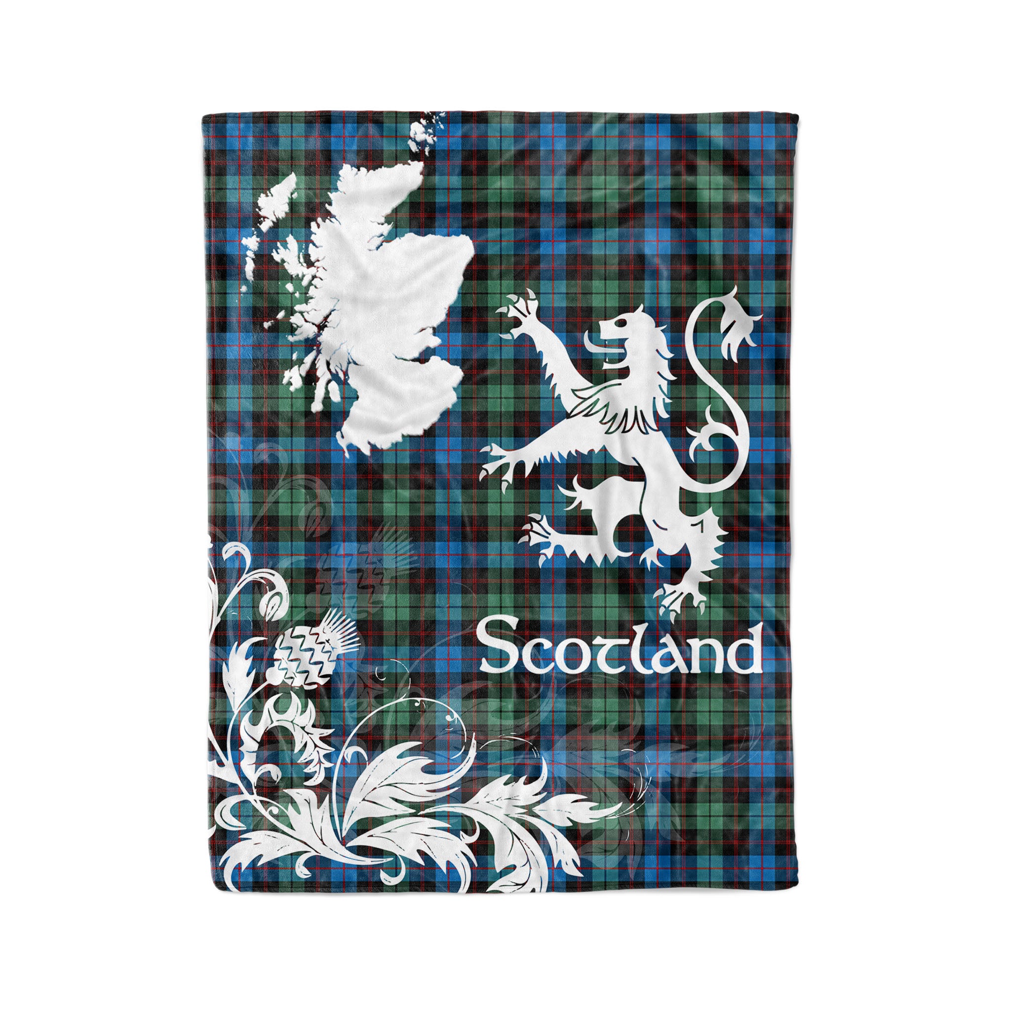 Tartan Plaid Fleece Blanket Tartan Blanket Thistle And Lion Scottish Clan Guthrie Modern Plaid Blanket