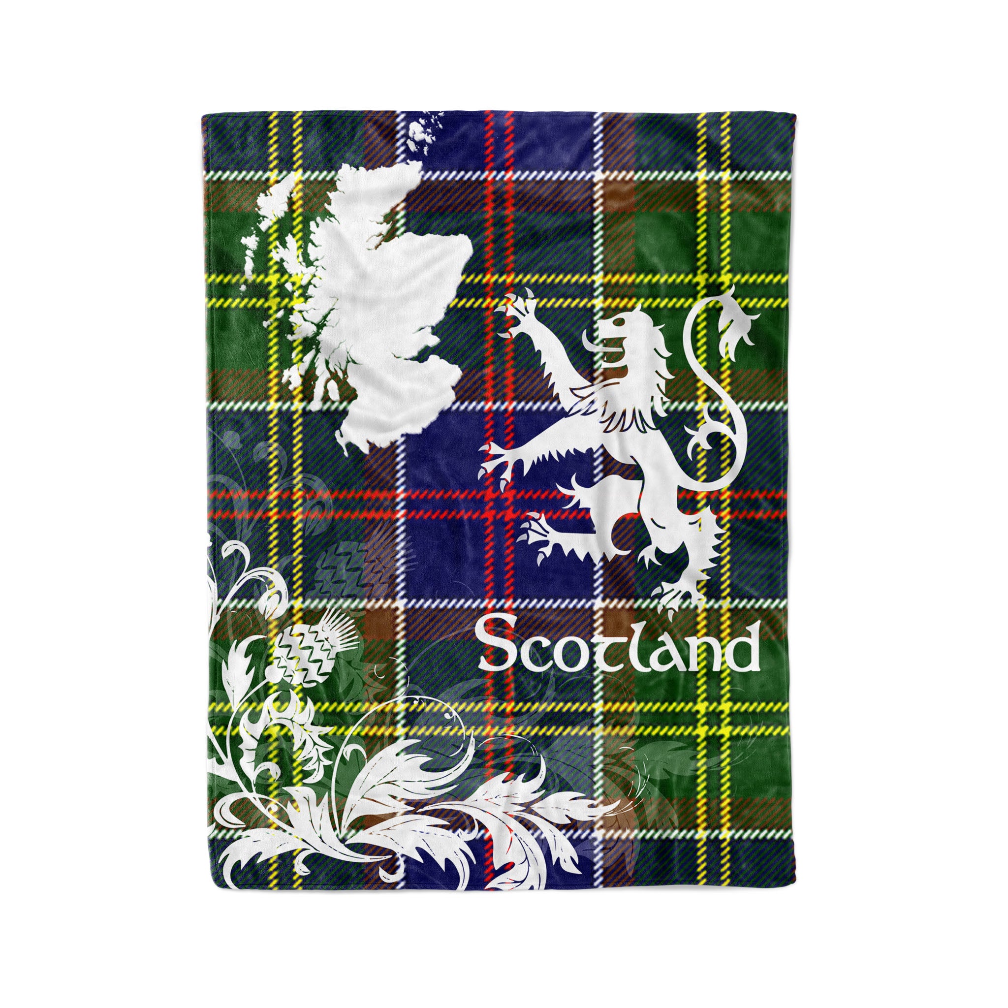 Tartan Plaid Fleece Blanket Tartan Blanket Thistle And Lion Scottish Clan Whitelaw Modern Plaid Blanket