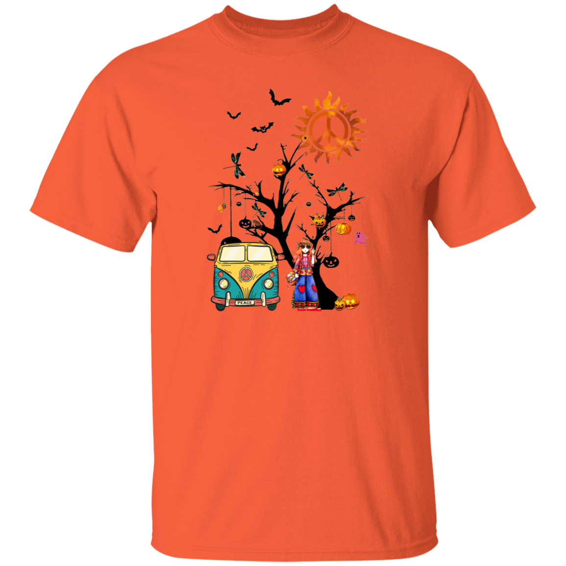Hippie Girl And Tree Halloween Hippie T-Shirt
