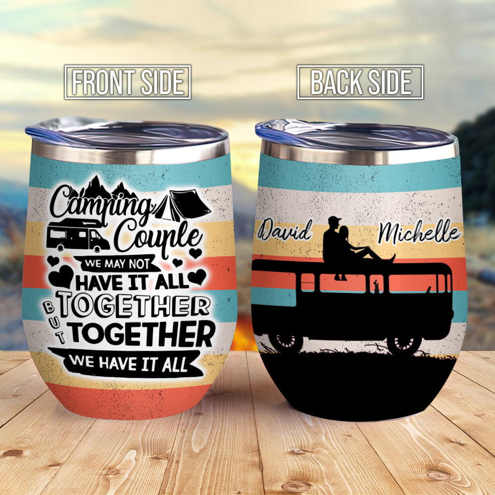 Camping Couple Its Time To Travel Aegb2607004Z Wine Tumbler