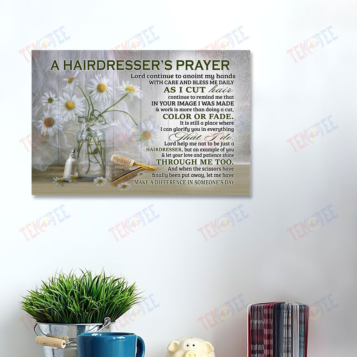 Canvas Prints Hairdresser Prayer Canvas Framed Wall Art Home Decoration