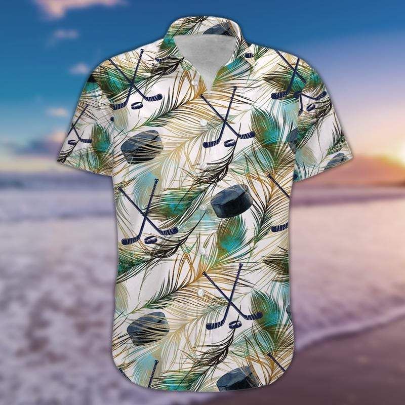 Order Simple Hockey Puck Stick White Aloha Hawaii Shirts Ha67912