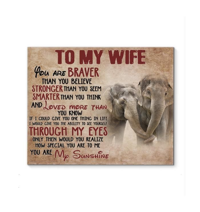 To Wife Girl Loves Elephants poster canvas