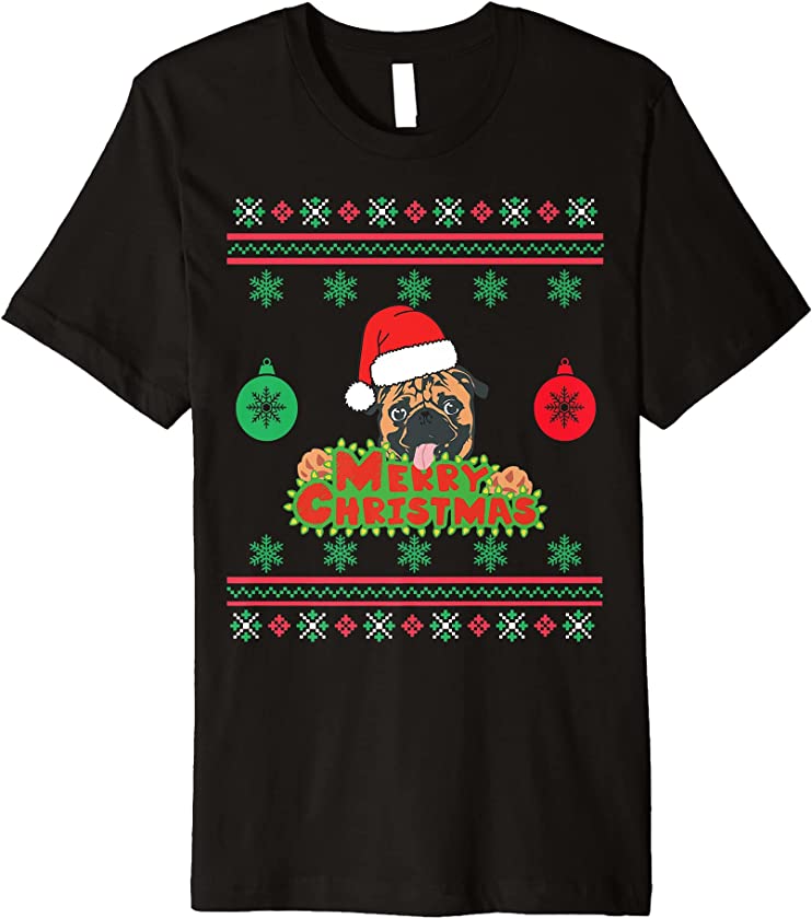 Pug Dog Ugly Sweater Christmas Puppy Pug Dog Lover Premium T-Shirt