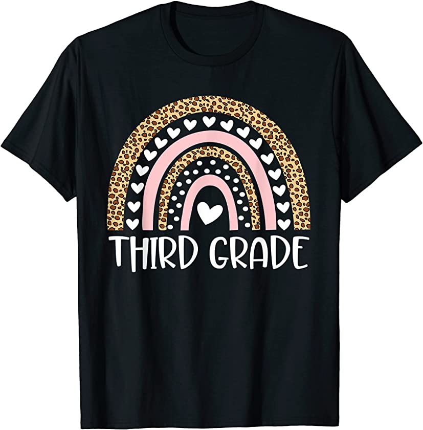 Third Grade Teacher Leopard Rainbow 3rd Grade Teacher Funny T-Shirt