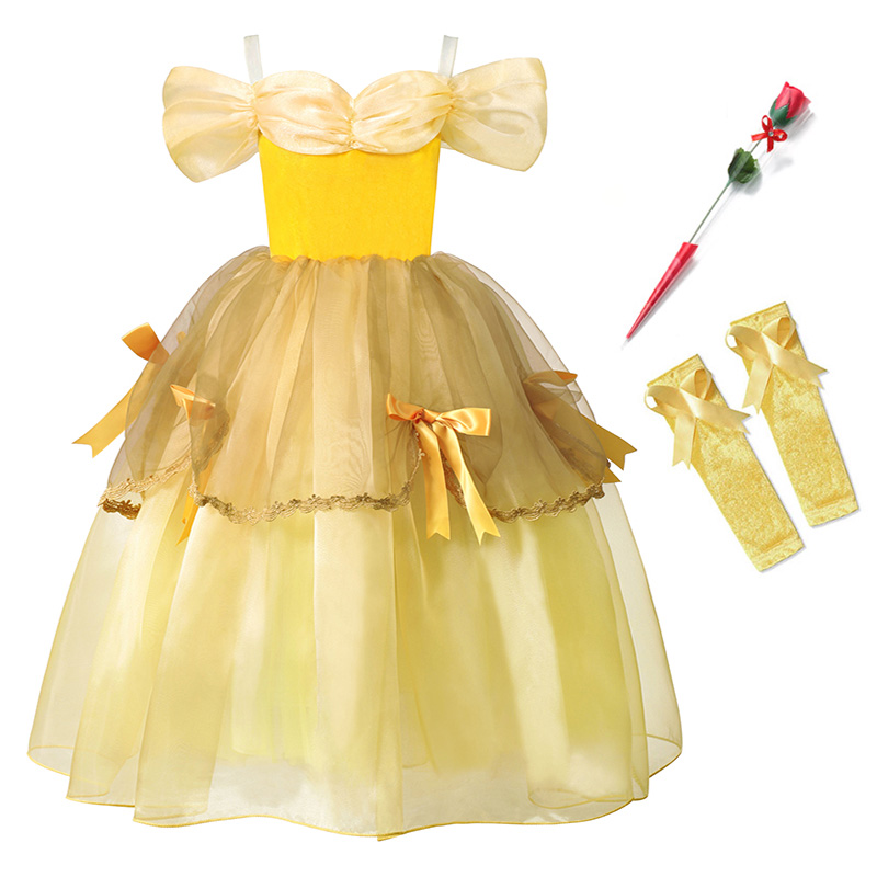 YOFEEL Girls Princess Belle Dress up Costume Cosplay Aurora Cendrillon Bella Beauty and The Beast Sleeping Beauty Fancy Dresses alx