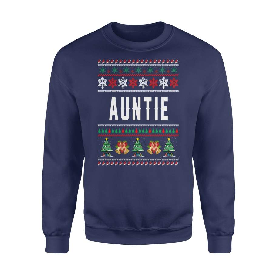 Auntie Ugly Christmas Family Jingle Bells Hat Snowflakes Christmas Tree Holiday Christmas X-Mas Sweatshirt T shirt Christmas Gift Ideas