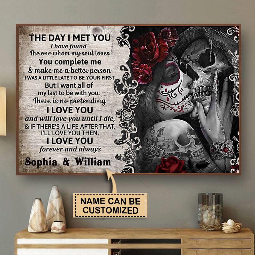 Aeticon Gifts Personalized Skeleton The Day I Met Canvas Mom Dad Gift Home Decor