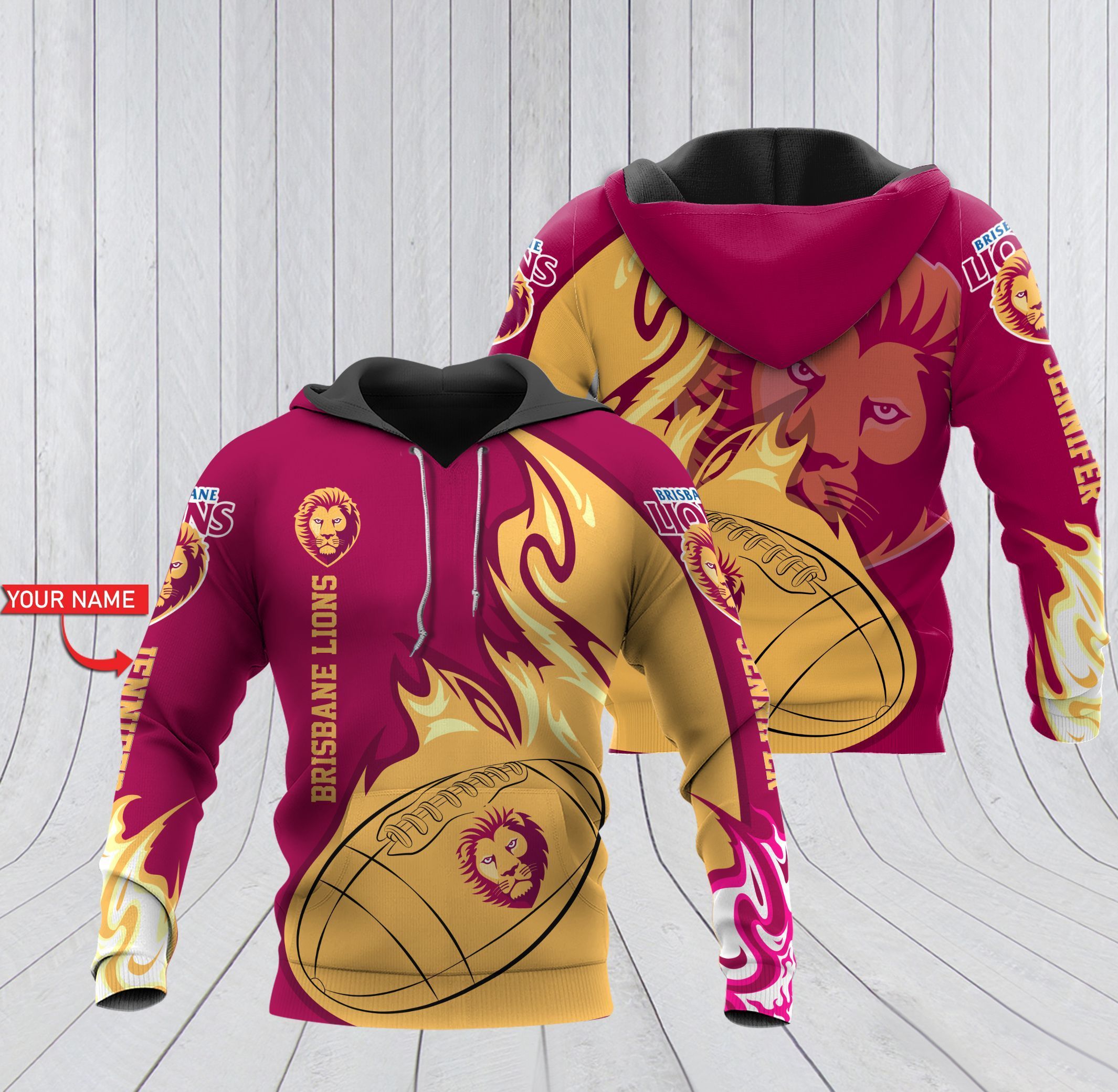 Personalized THA04 3D HOODIE Brisbane Lions ball Football Club