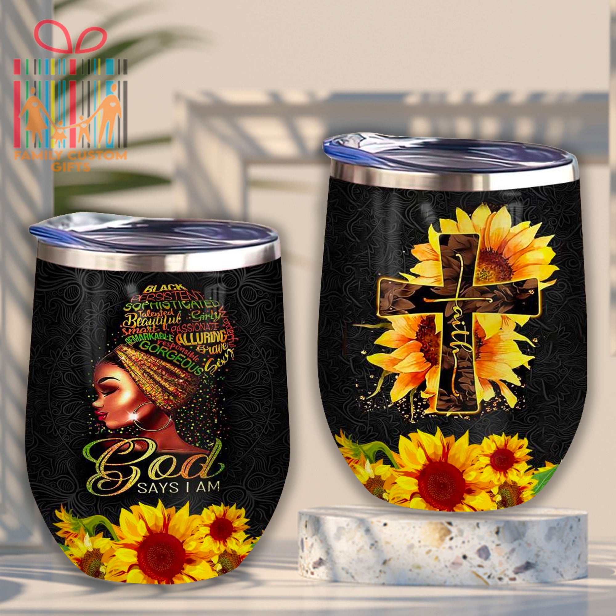 Black Queen God Says I Am Custom Tumbler Cups 12Oz For Women Personalized Stainless Steel Wine Glasses