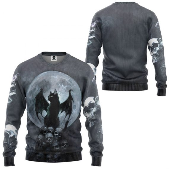 3D Bat Cat Custom All Over Print Unisex Sweatshirt For Cat Lovers