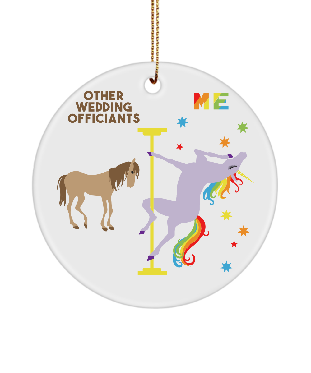 Wedding Officiant Present Unicorn Ceramic Christmas Tree Ornament