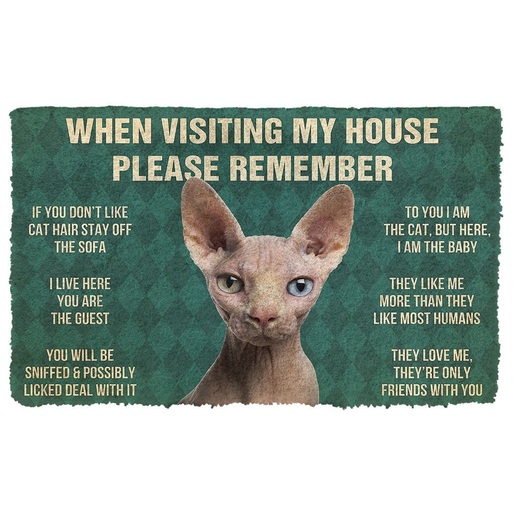 Gearhumans  GearHuman 3D Please Remember Sphynx Cat House Rules Doormat