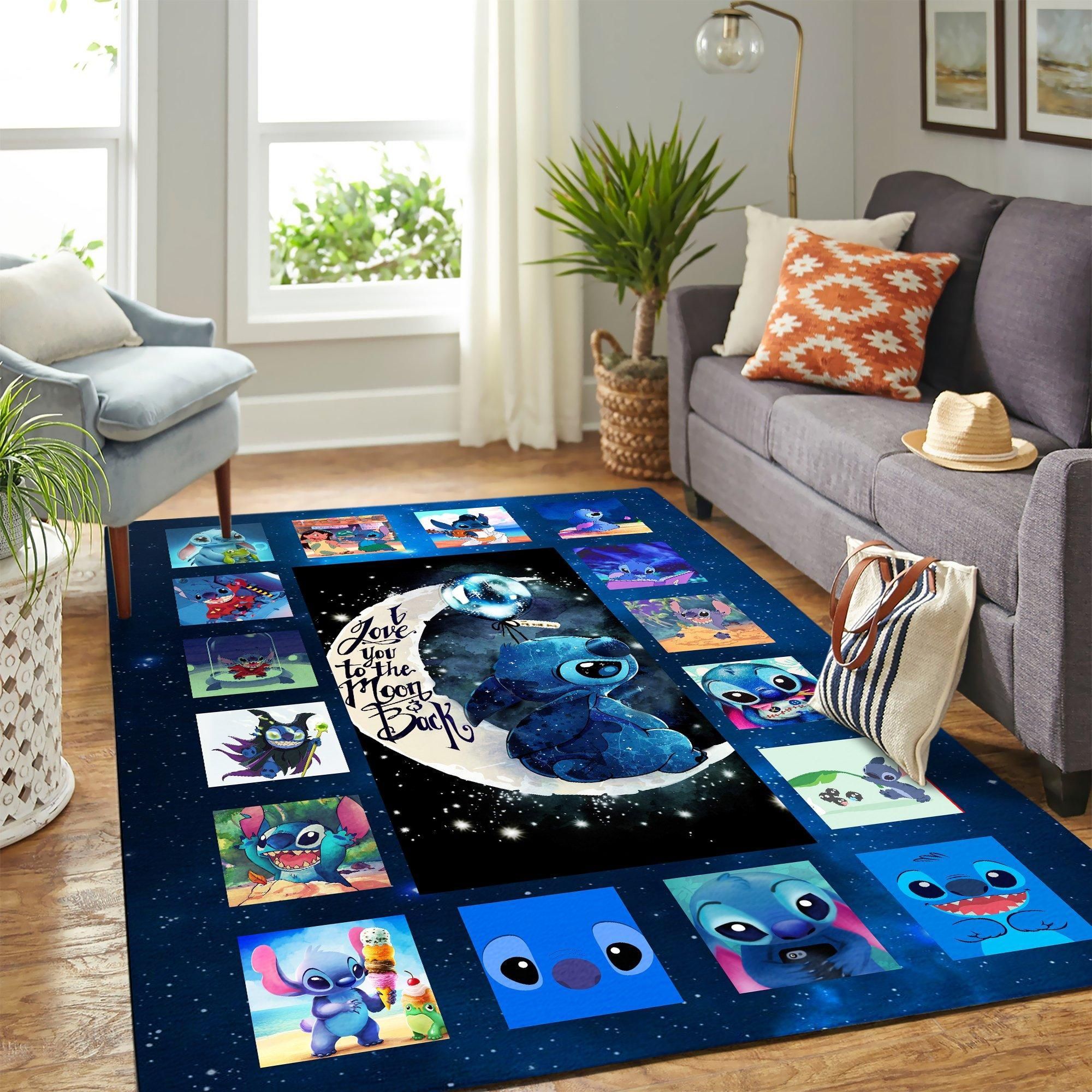 Stitch Moon Love Cute Carpet Area Rug – Home Decor – Bedroom Living Room Décor