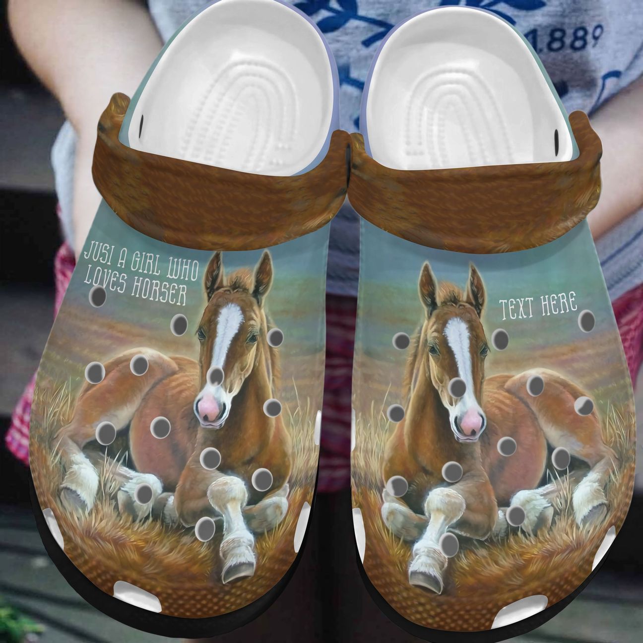 Horse Personalized Clog, Custom Name, Text, Color, Number Fashion Style For Women, Men, Kid, Print 3D Just A Girl Who Loves Horses