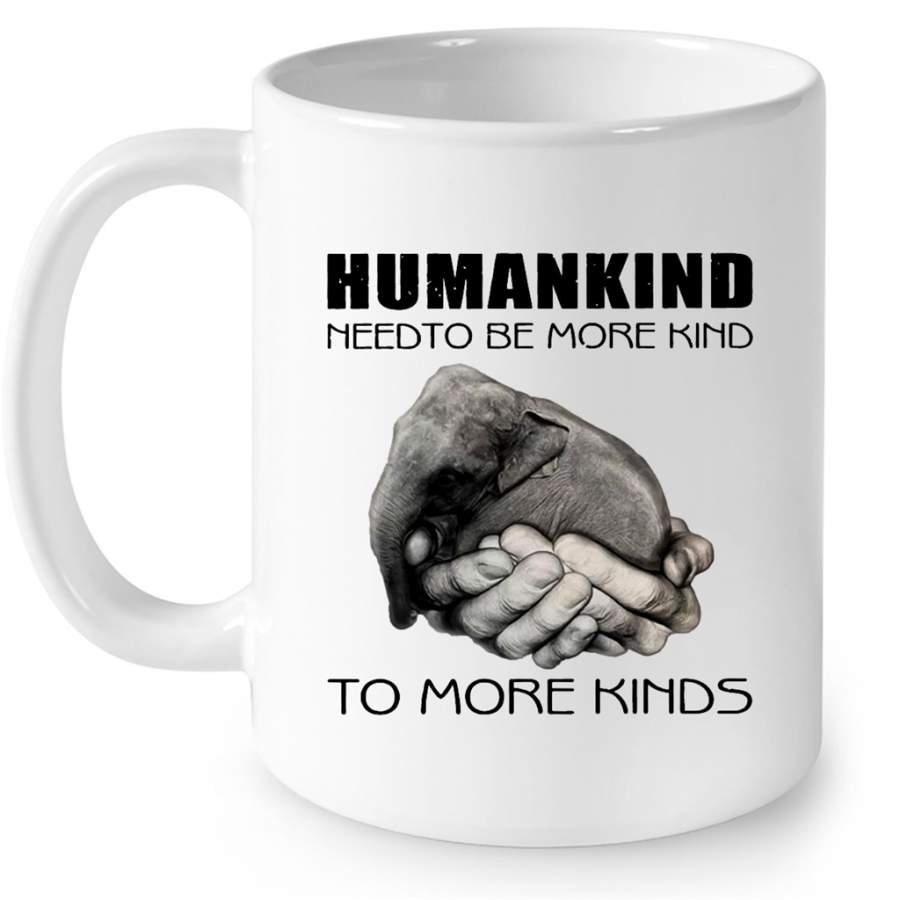 Humankind Need To Be More Kind To More Kinds, Safe The Elephants W – Full-Wrap Coffee White Mug