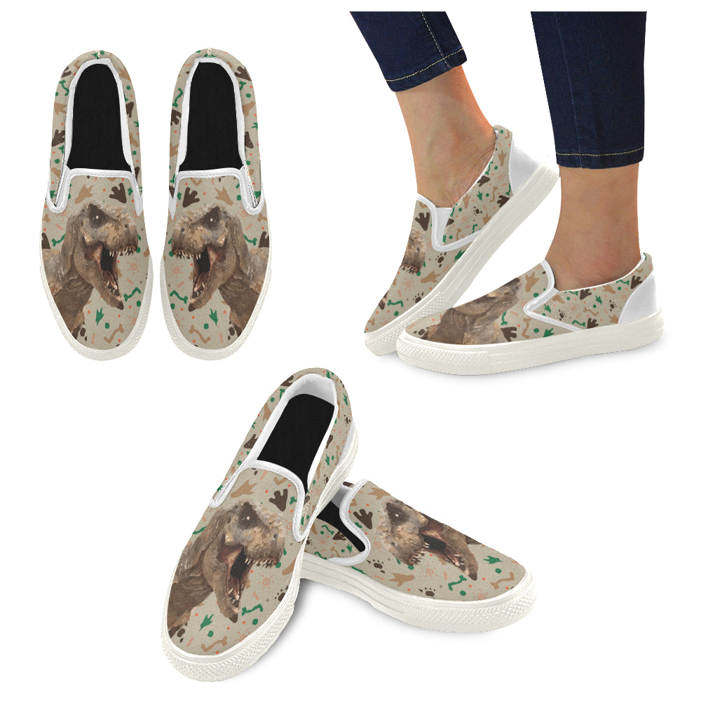 T-Rex White Women’s Slip-on Canvas Shoes