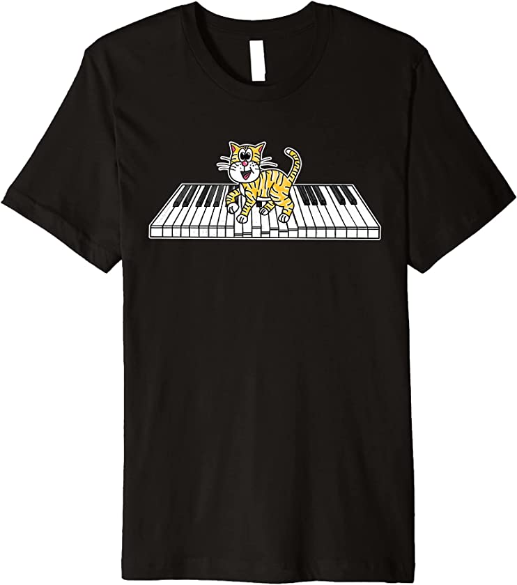 Piano Cat Kitten Pianist Keyboard Player Premium T-Shirt