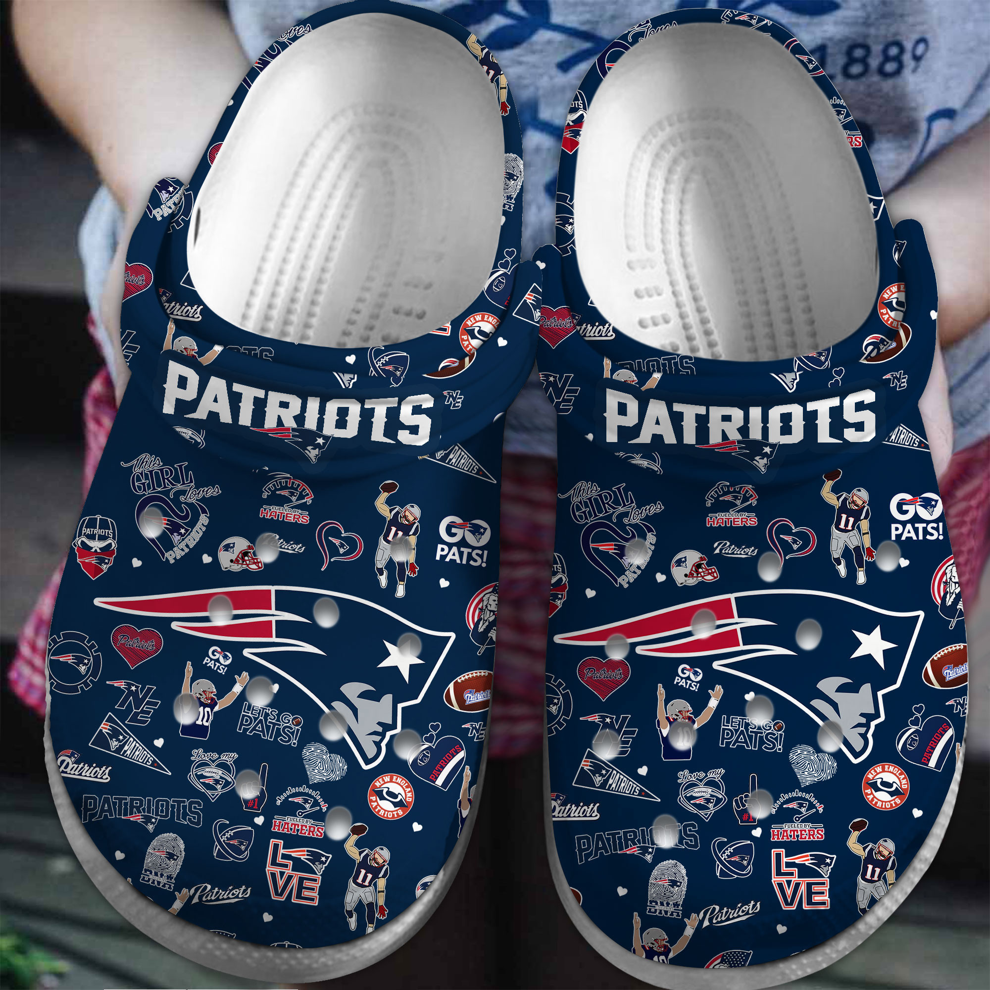 New England Patriots NFL Sport Crocss Crocband Clogs Shoes Comfortable For Men Women and Kids