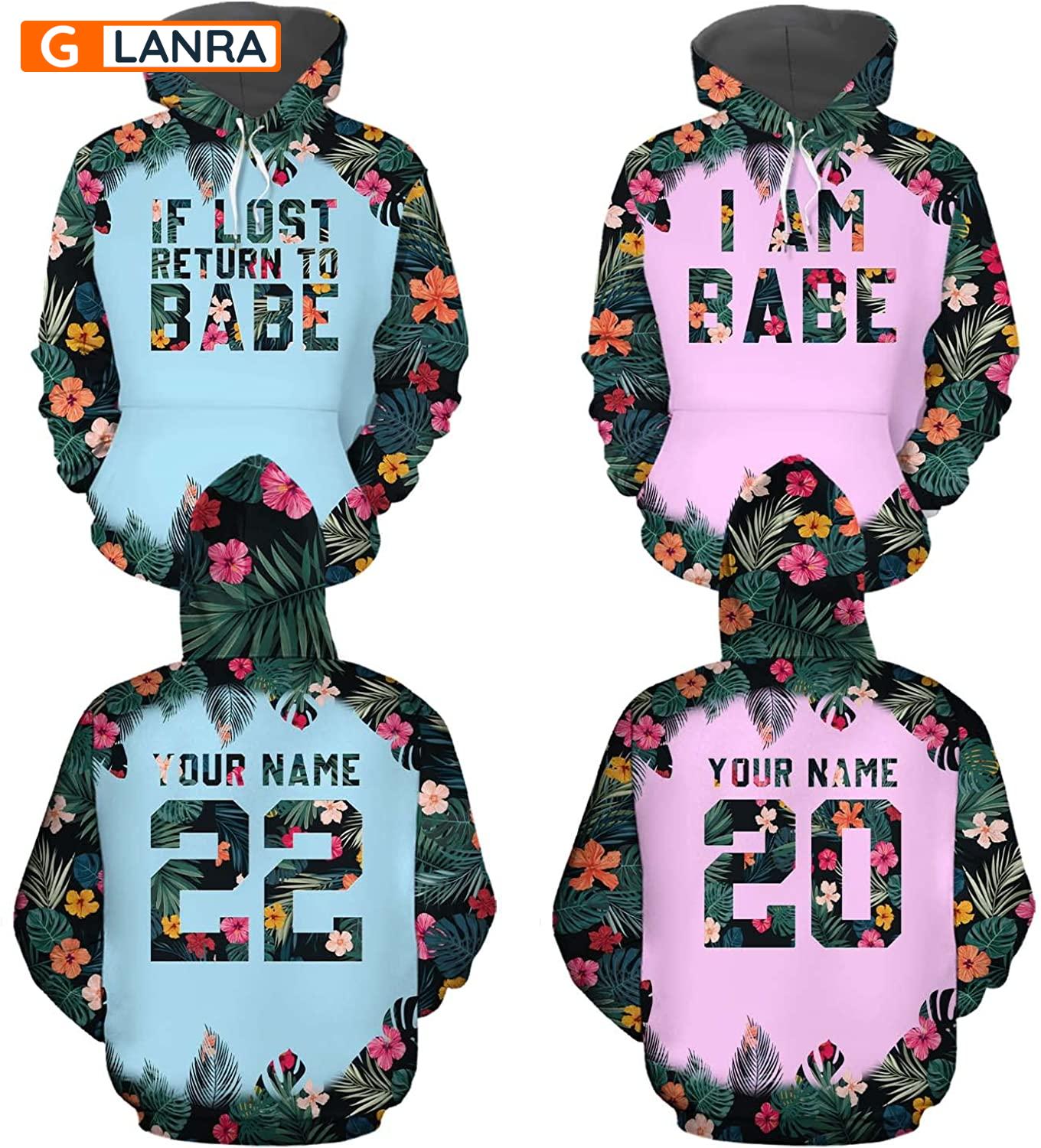 Personalized If Lost Return To Babe I Am Babe Hoodie, Custom Flower Couple Hoodie, Matching Couple Hoodie, Husband Wife Unisex Sweater, Sweatshirt