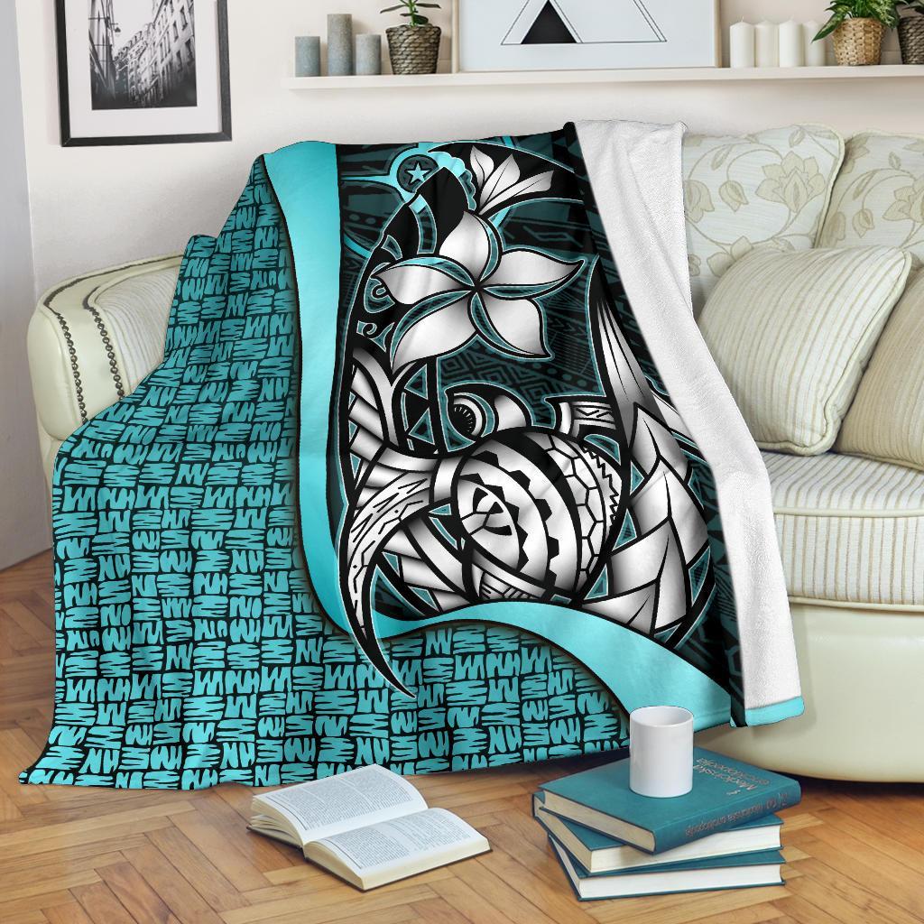 Yap Micronesia Premium Blanket Turquoise – Turtle With Hook