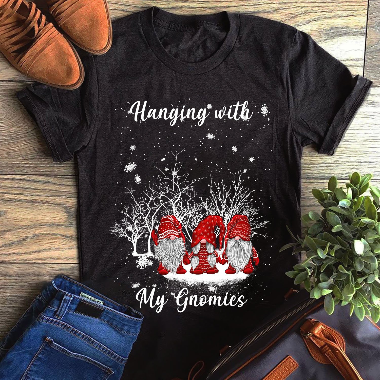 Hanging With Red Gnomies Santa Gnome Christmas Costume Unisex T-Shirt Hoodie Sweatshirt Plus Size S-5Xl