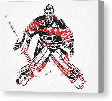 Petr Mrazek Carolina Hurricanes Pixel Art 2 Joe Hamilton Canvas Print