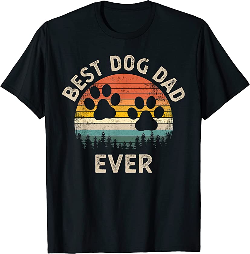 Best Dog Dad Ever Vintage Retro Father’s Day Dog Lover T-Shirt