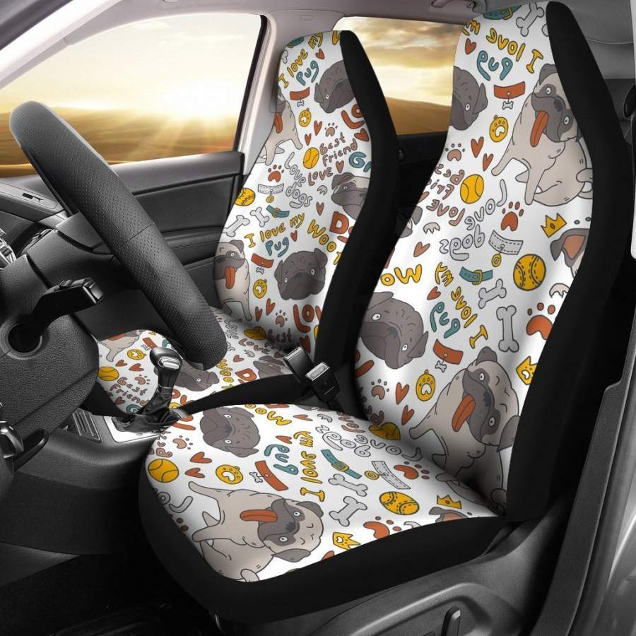 I Love My Pug Car Seat Covers For Dog Lover HH10