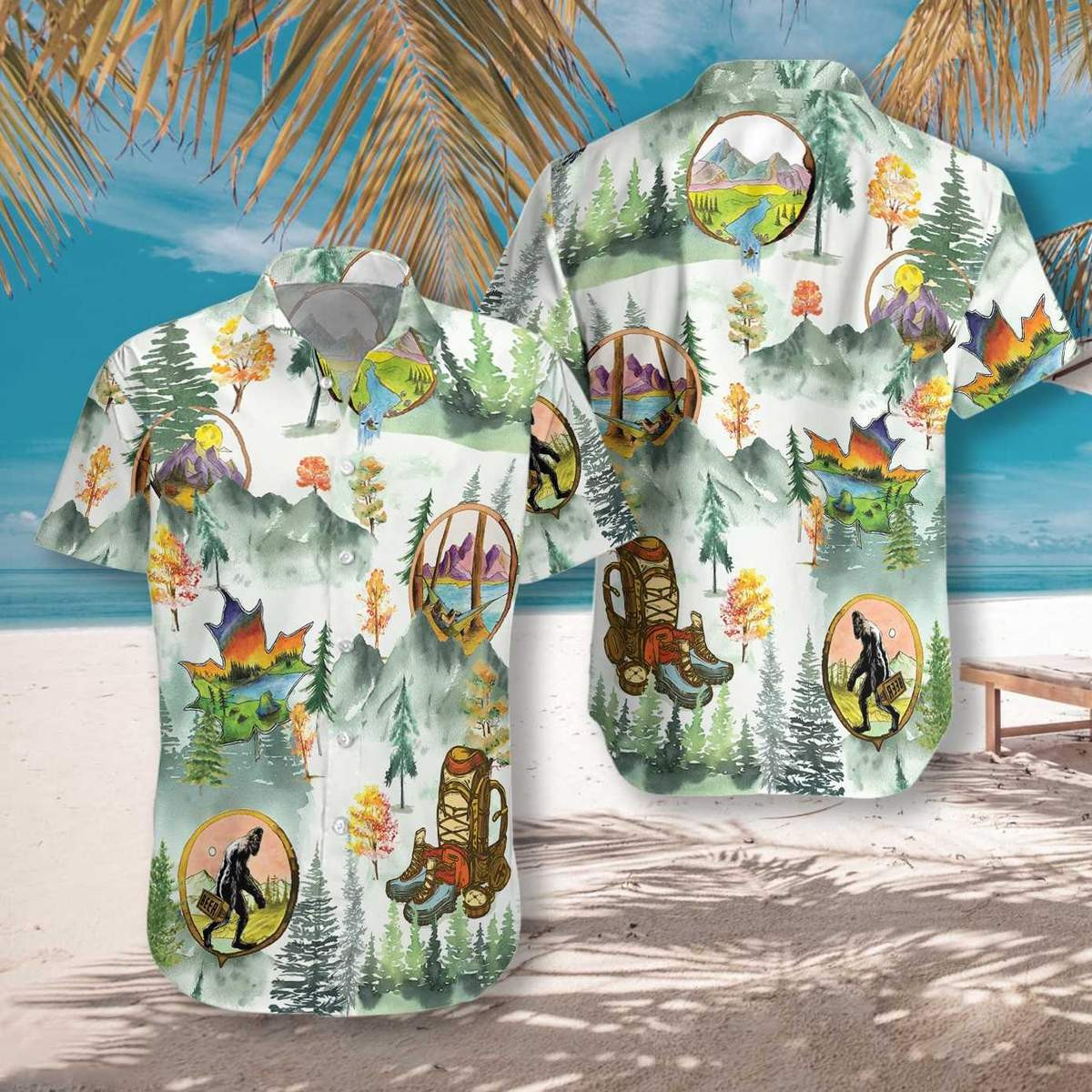 Bigfoot Camping And Hiking Hawaii Aloha Shirts Dh Ha46539