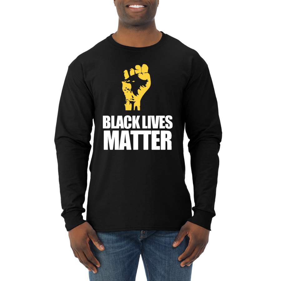 Black Lives Matter Freedom Power Fist Black Pride Mens Long Sleeve Shirt