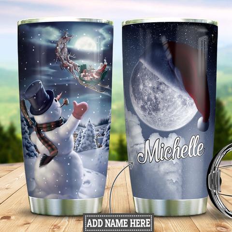 Snowman Moon Christmas Personalized Stainless Steel Tumbler, Personalized Tumblers, Tumbler Cups, Custom Tumblers Christmas Decor Ideas