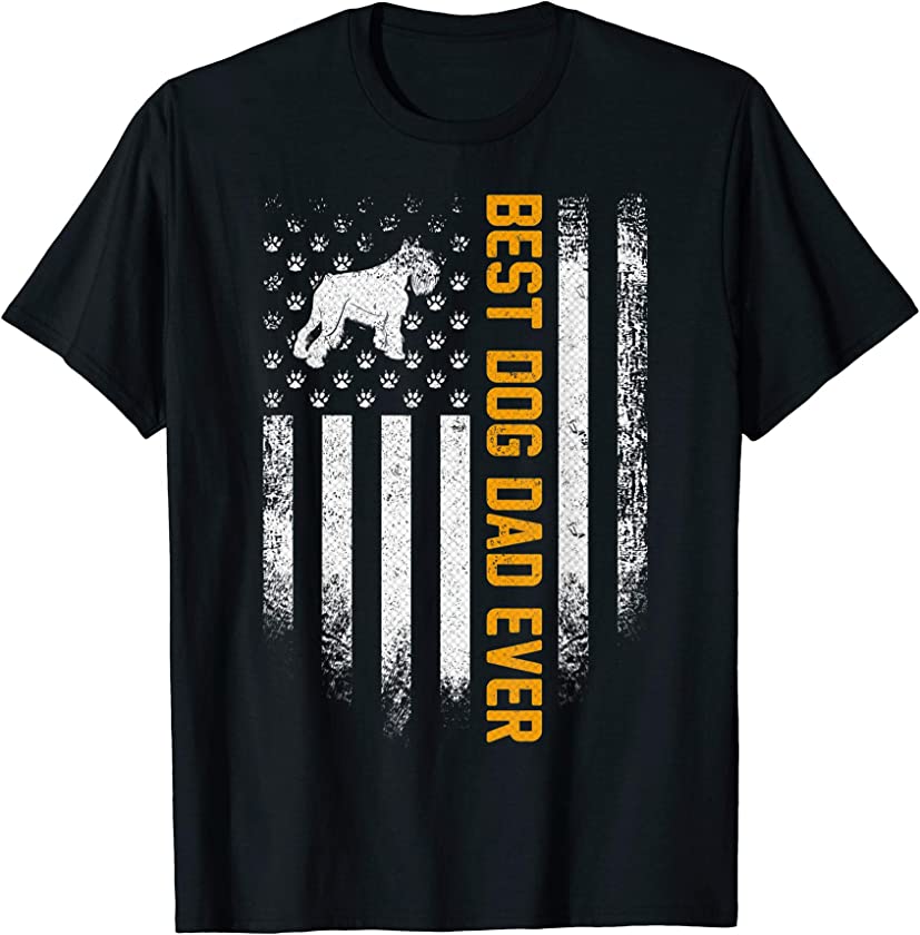 Vintage USA Best Schnauzer Dog Dad Ever American Flag Funny T-Shirt