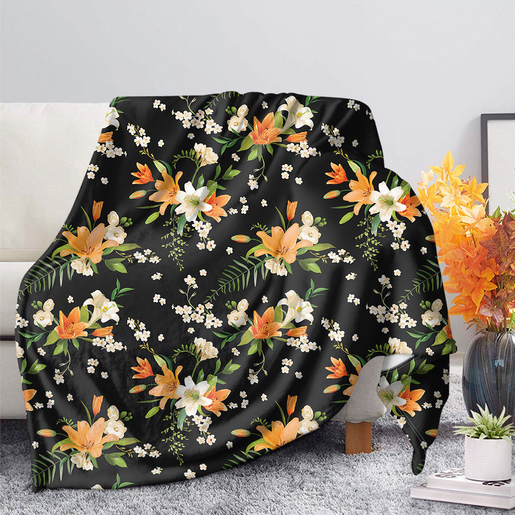 Spring Lily Flowers Pattern Print Blanket