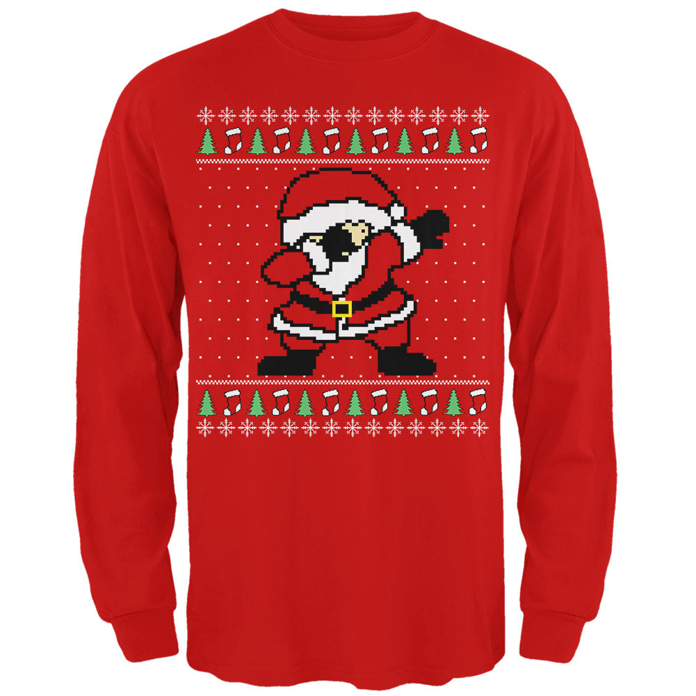 Ugly Christmas Sweater Dabbing Santa Claus Mens Long Sleeve T Shirt