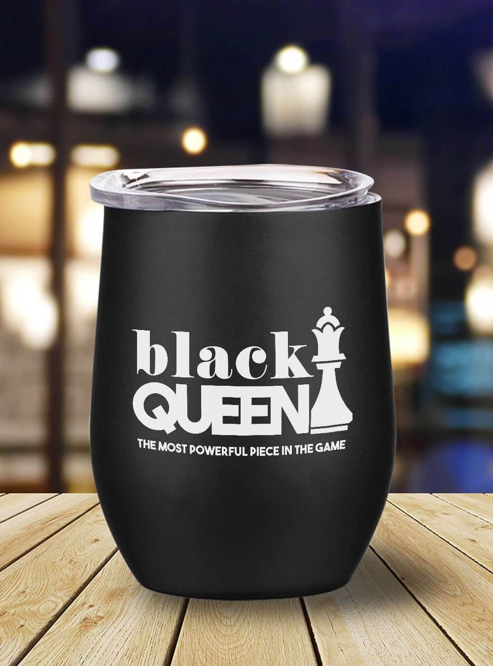 African American Tumbler Black Queen The Most Powerful Piece In The Game Stainless Steel Wine Tumbler Mug Black History Month Gift Ideas BPS4363