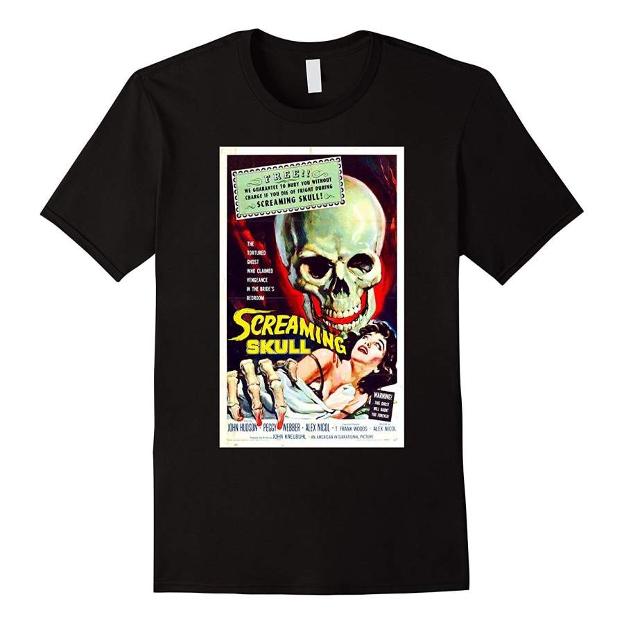 Men’S Personalized T-Shirt Screaming Skull Halloween T-Shirt Horror Sci Fi Tee Shirt Mens Funny Tshirts