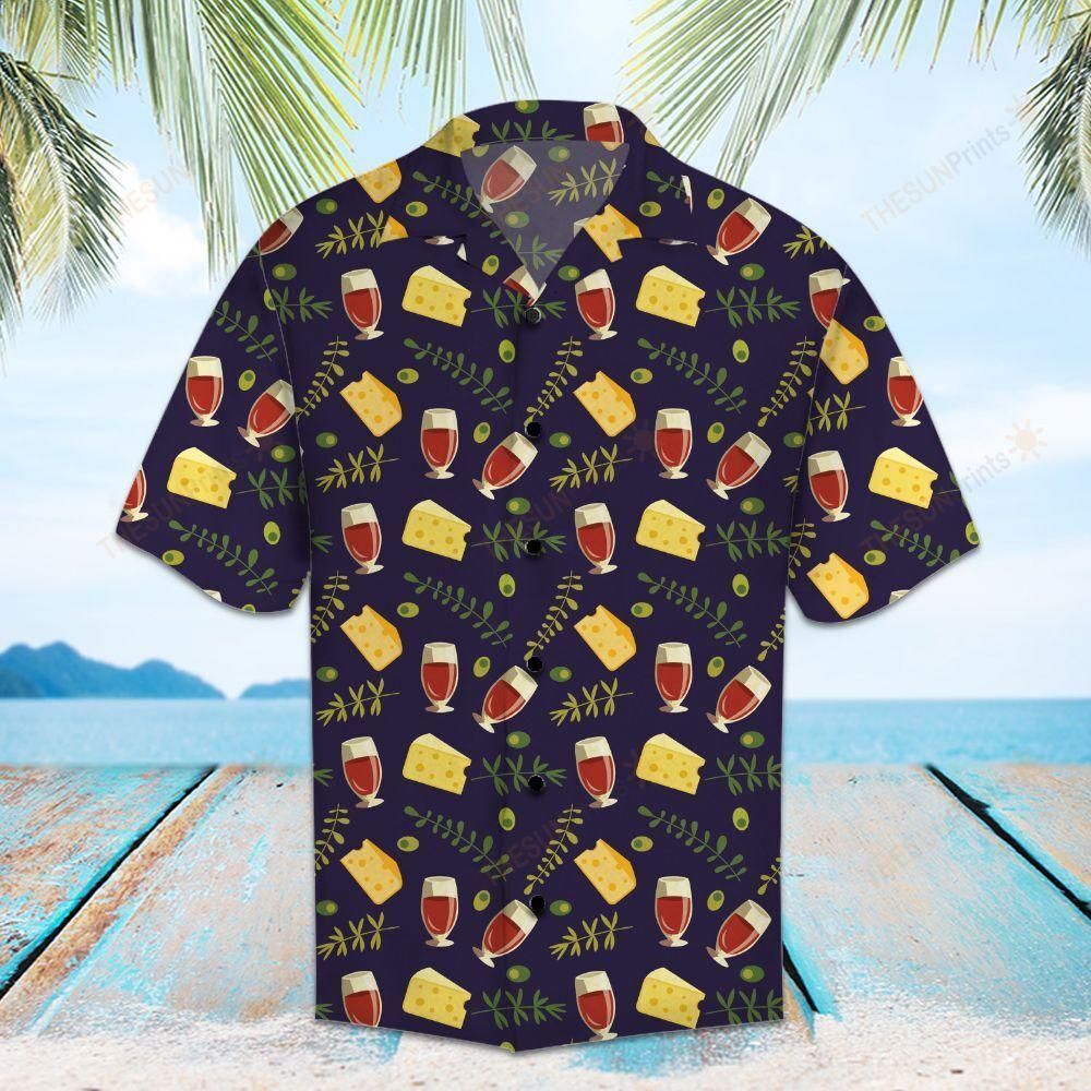 Amazing Red Wine And Cheese Hawaiian Shirt Ha78408