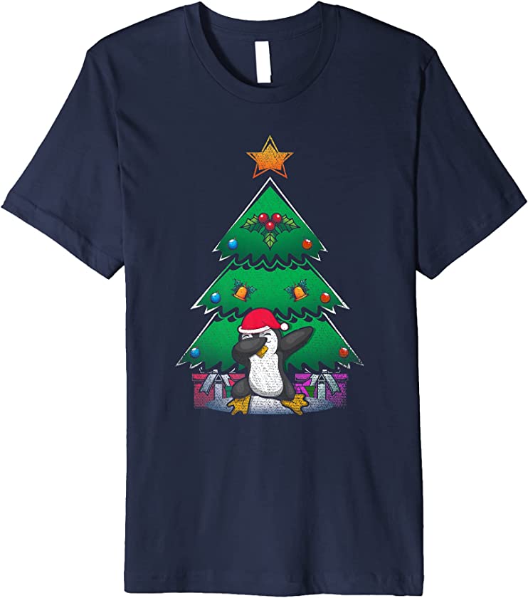 Xmas Tree Merry Christmas Antarctica Animal Dabbing Penguin Premium T-Shirt