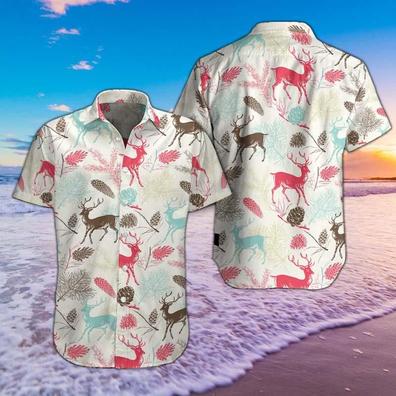 Felacia Deer Pattern Hawaiian Shirts 06629 Ha96117