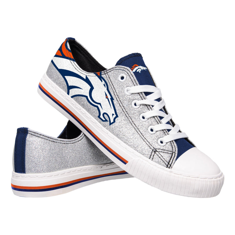 Denver Broncos NFL Womens Glitter Low Top Canvas Shoes