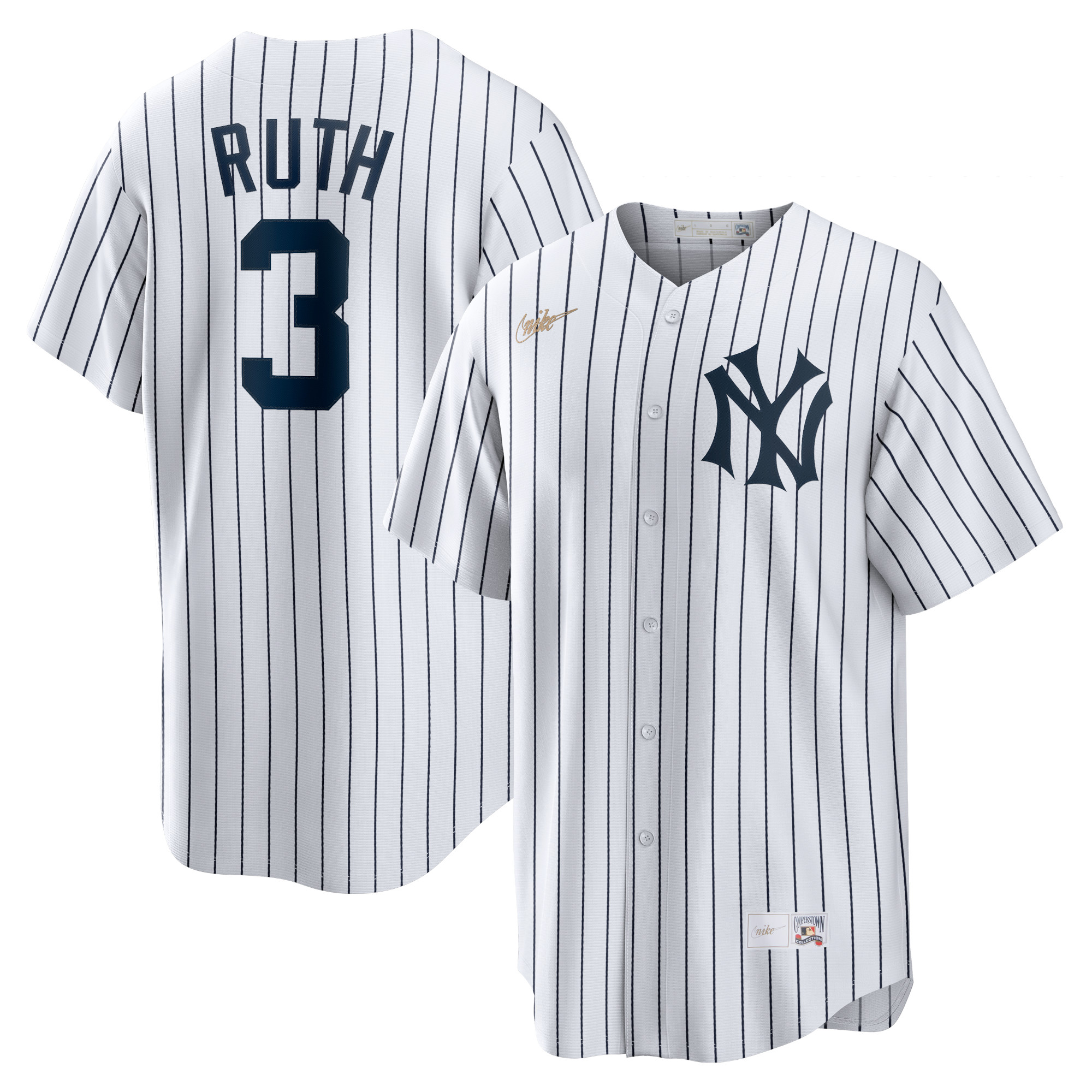 Babe Ruth New York Yankees Home Cooperstown Collection Player Jersey – White