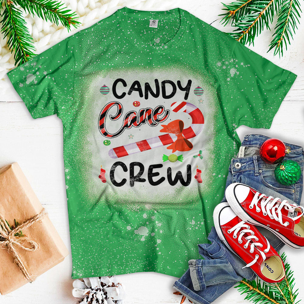 Candy Cane Crew Funny Christmas Candy Lover X-Mas Gifts Bleached T Shirt For Men Women