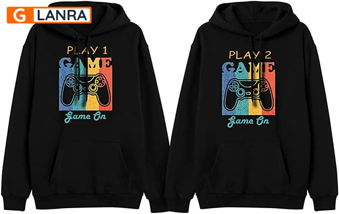 Play 1 Game On Play 2 Game On Hoodie, Gaming Couple Hoodie, Matching Couple Hoodie, Video Game Hoodie, Husband Wife Hoodie, Unisex Sweater, Sweatshirt