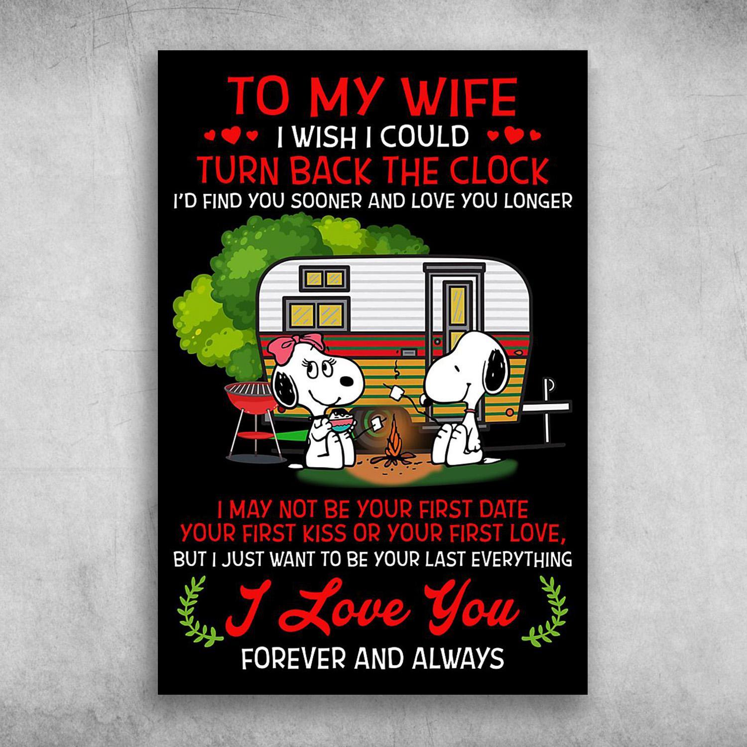 To My Wife I Love You Forever And Always Belle And Snoopy Camping Poster Print Wall Art Canvas Wall Decor