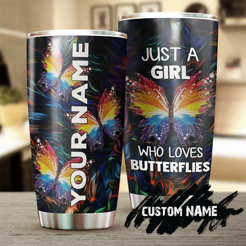 Just A Girl Who Loves Butterflies Personalized Tumbler-Birthday Gift Christmas Gift For Butterfly Lover For Her