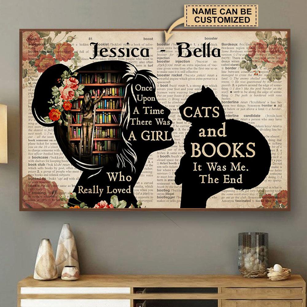 Aeticon Gifts Personalized Reading Once Upon A Time Loved Cats And Books Canvas Mom Dad Gift Home Decor