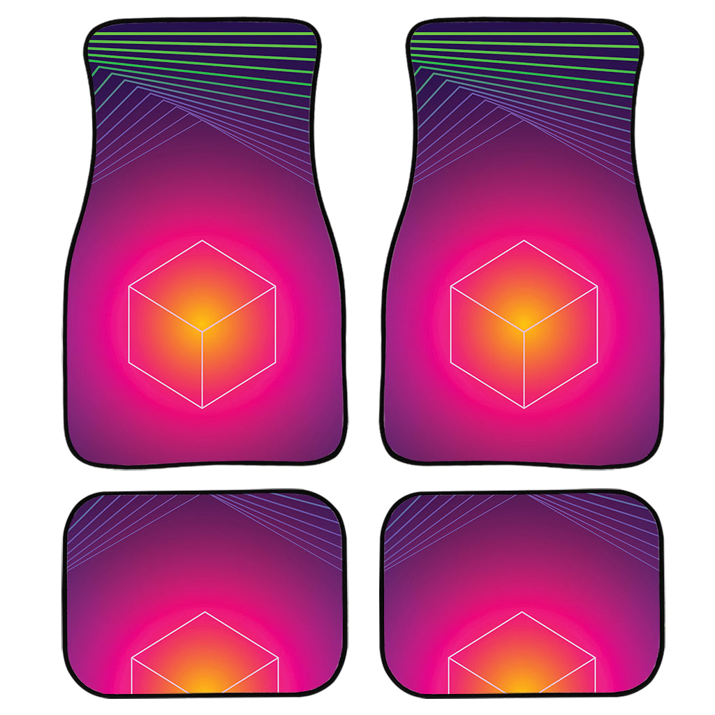 Green Light Edm Geometric Print Front And Back Car Floor Mats, Front Car Mat